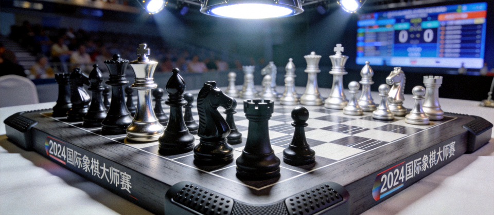 棋盘与棋子特写图，体现棋牌赛事中心的专业竞技场景